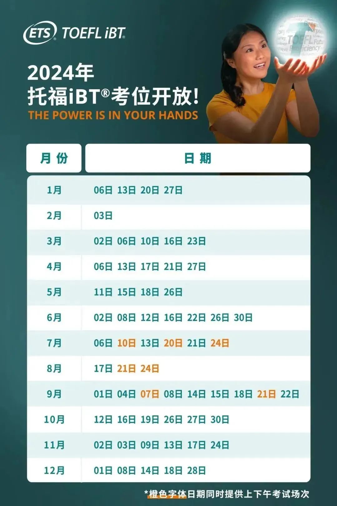 2024年托福考试时间安排