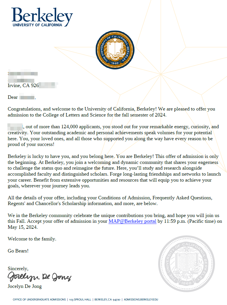 美国大学申请offer：UCB